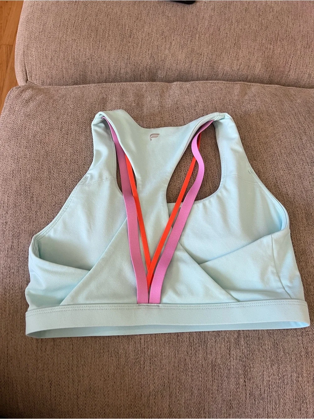 Fabletics Light Aqua Strappy Sports Bra and Leggings Set